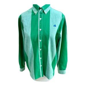 Panhandle Slim Green Stripe Western Shirt M Rhinestone Rodeo Cowboy Pearl Button